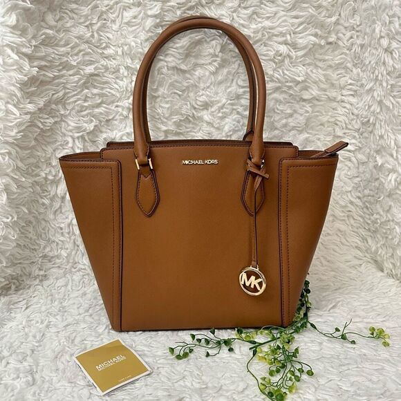 Michael Kors Ayden Luggage Tote Saffiano Leather‎ Hand Bag Large Carryall Brown - Picture 1 of 10